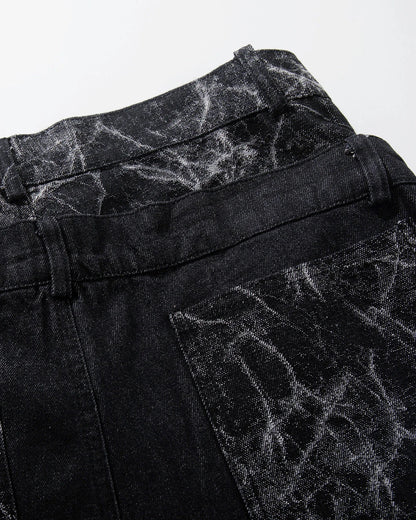 Layered Double Waist Patchwork Baggy Jeans | LCDEGO Streetwear