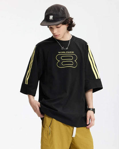 Sporty Patchwork Embroidery Tshirt | LCDEGO Streetwear