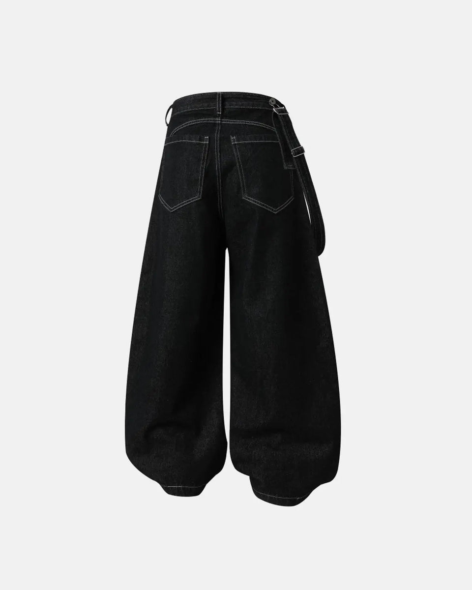 Asymmetric Buckle Denim Overalls Jeans | LCDEGO Streetwear