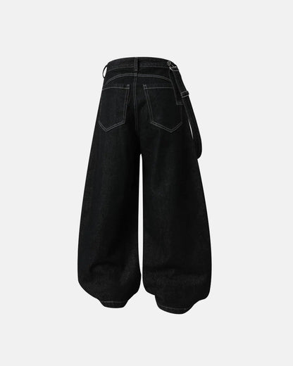 Asymmetric Buckle Denim Overalls Jeans | LCDEGO Streetwear