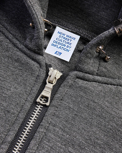 LCDEGO Grey Boxy Zip Up Hoodies