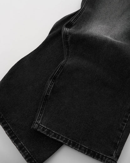 Flame Graphic Rhinestone Barrel Jeans | LCDEGO Streetewear