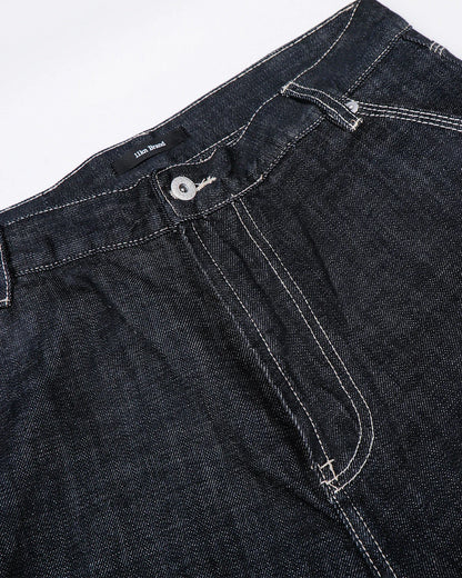 Raw Blue Wide Leg Denim Jeans | LCDEGO Streetwear