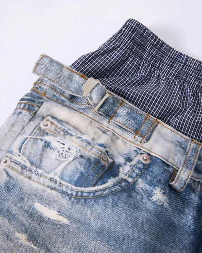 Layered Digital Print Baggy Jeans | LCDEGO Streetwear