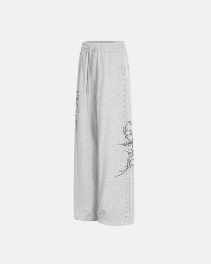Studded Print Straight-Leg Sweatpants | LCDEGO Streetwear