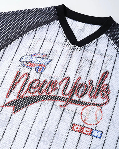 Pinstripe Colorblock Mesh Jersey | LCDEGO Streetwear