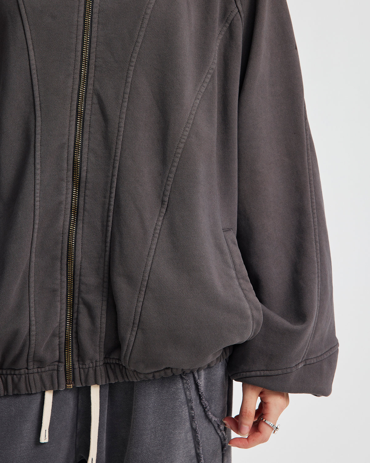 Distressed Stiching Aicd Wash Zip Up Hoodies | LCDEGO Streetwear