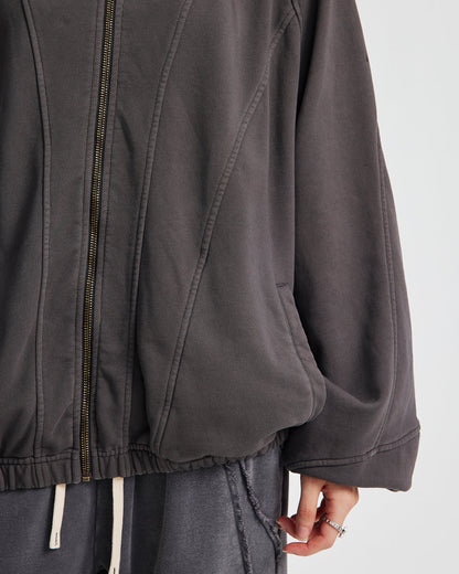Distressed Stiching Aicd Wash Zip Up Hoodies | LCDEGO Streetwear