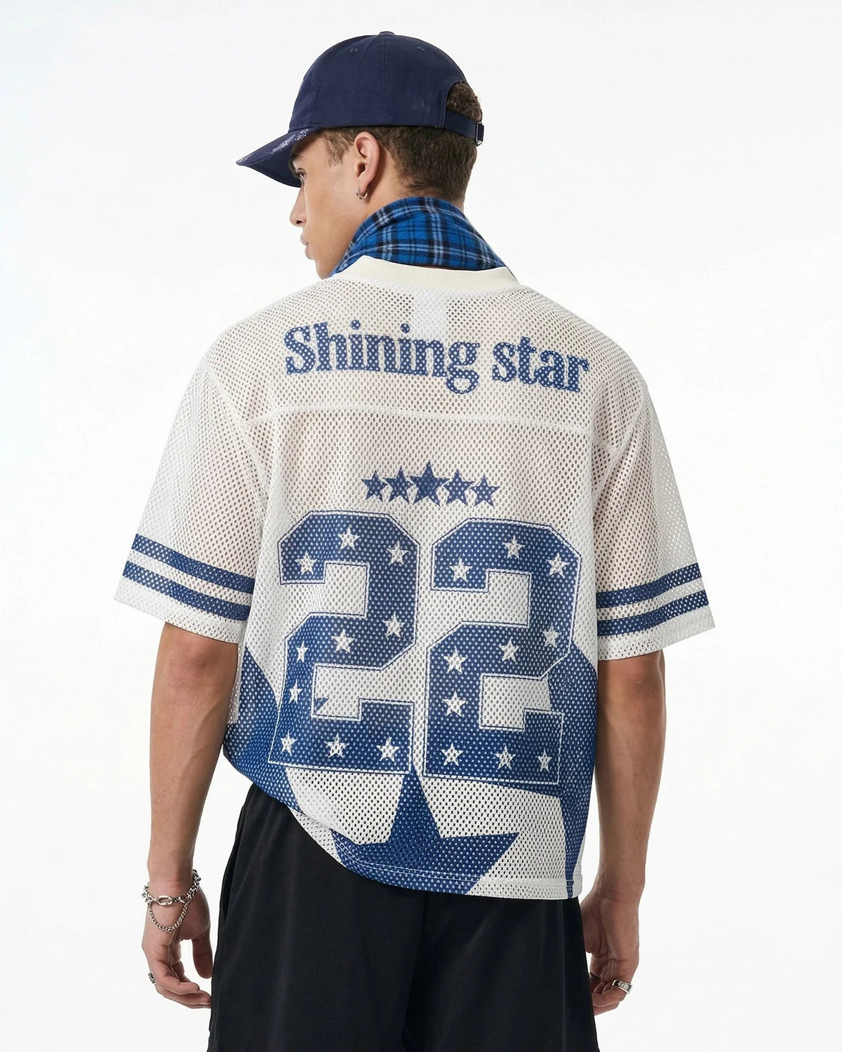 Star Graphic Oversized Mesh Jersey | LCDEGO Streetwear