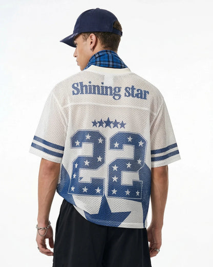Star Graphic Oversized Mesh Jersey | LCDEGO Streetwear