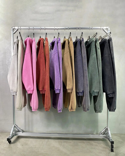 LCDEGO Washed Distressed Fleece Zip Up Hoodies
