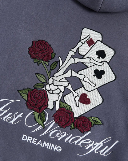 Poker Embroidery Boxy Hoodies | LCDEGO Streetwear