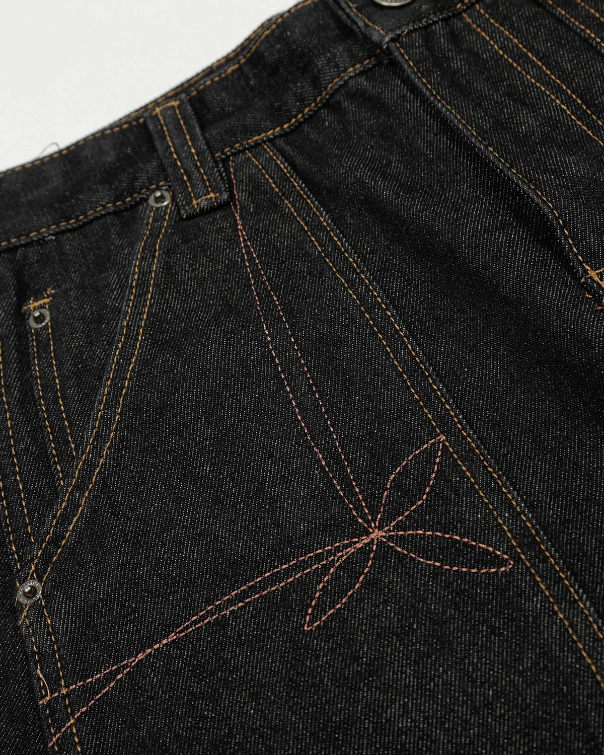 Raw Embroidery Baggy Jeans | LCDEGO Streetwear