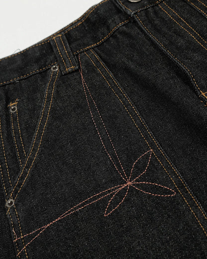 Raw Embroidery Baggy Jeans | LCDEGO Streetwear