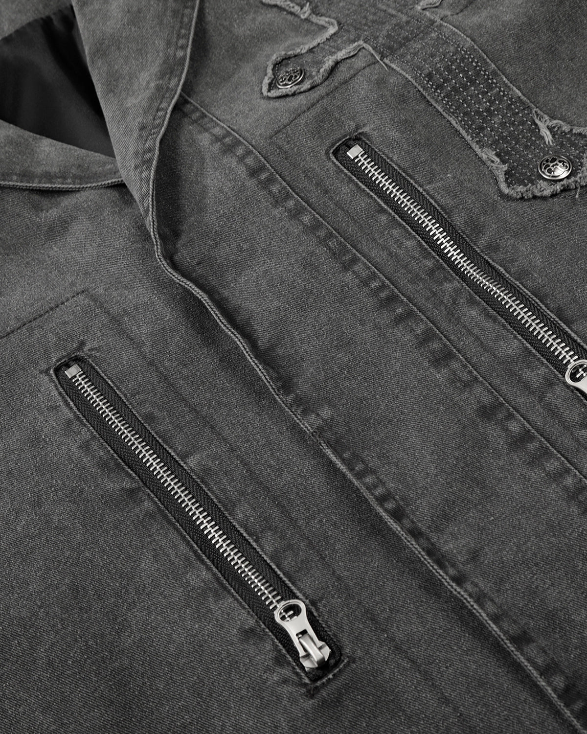 Washed Cross Applique Cargo Jacket | LCDEGO Streetwear