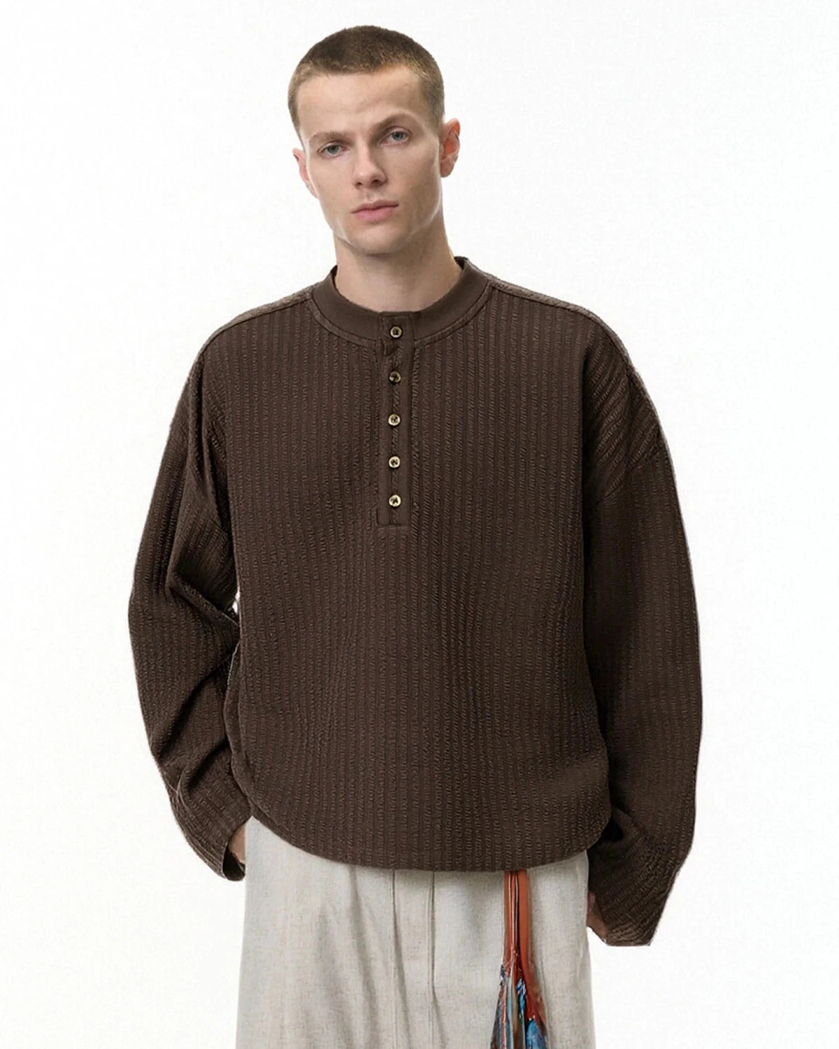 Old Money Style Henley Long Sleeve Tees | LCDEGO Streetwear