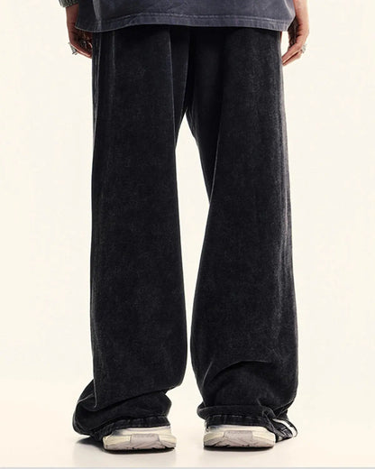 Washed Ribbon Wide Leg Sweatpants | LCDEGO Streetwear