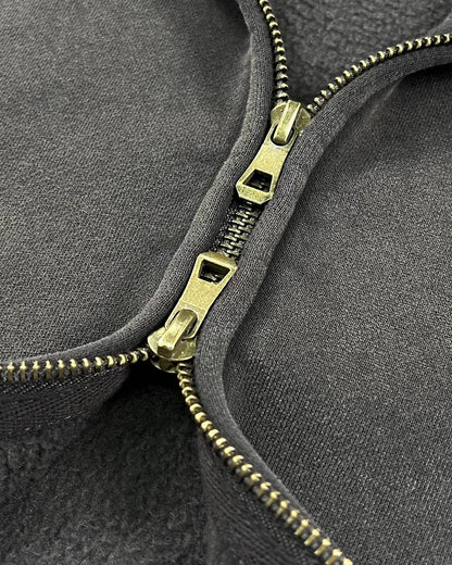 Distressed Acid Wash Double Zip Up Hoodies | LCDEGO Streetwear