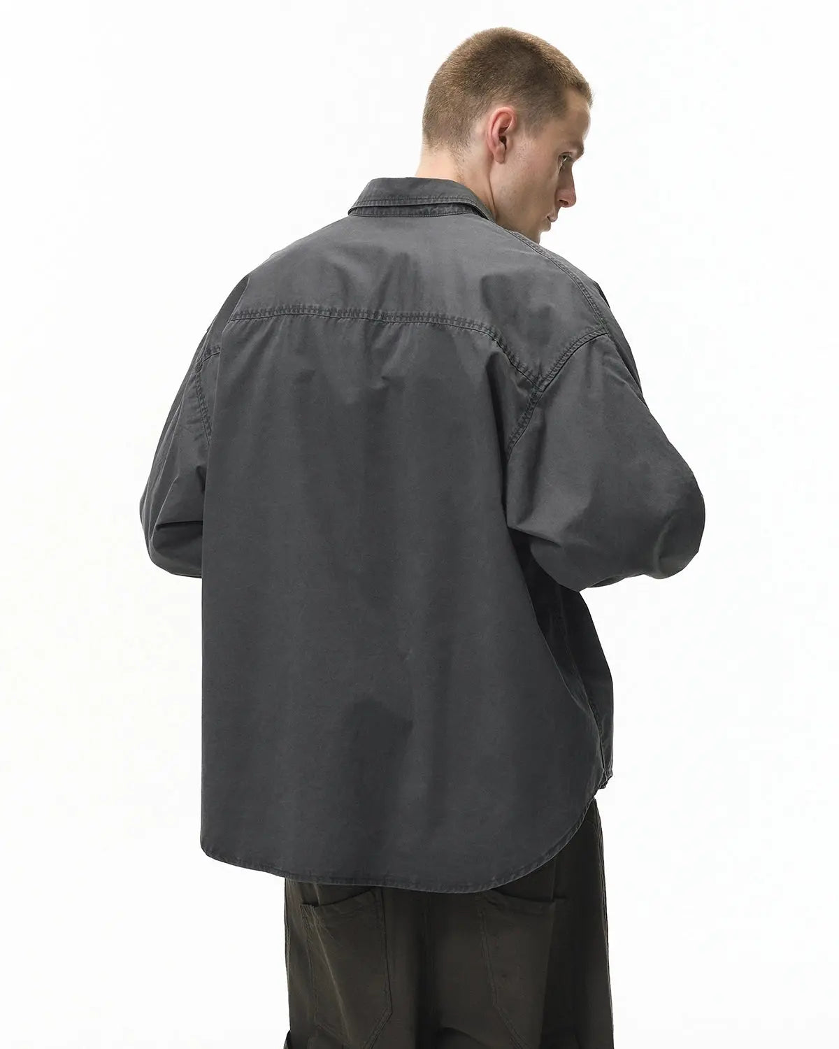 Acid Wash Cargo Shirt Jacket | LCDEGO Streetwear
