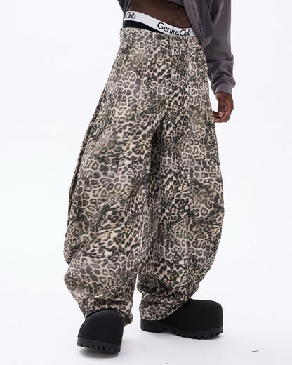Leopard Print Barrel Denim | LCDEGO Streetwear