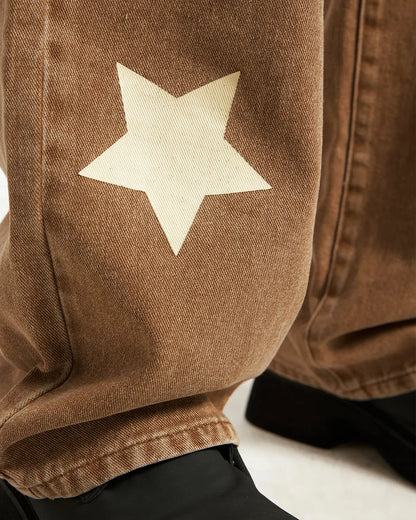 Star Acid Washed Jeans | LCDEGO Streetwear