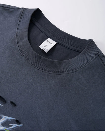 Monkey Washed Ripped Graphic Tees | LCDEGO Streetwear