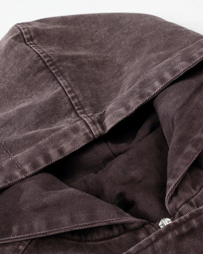 Washed Clasp Fireman Hooded Denim Jacket | LCDEGO Streetwear