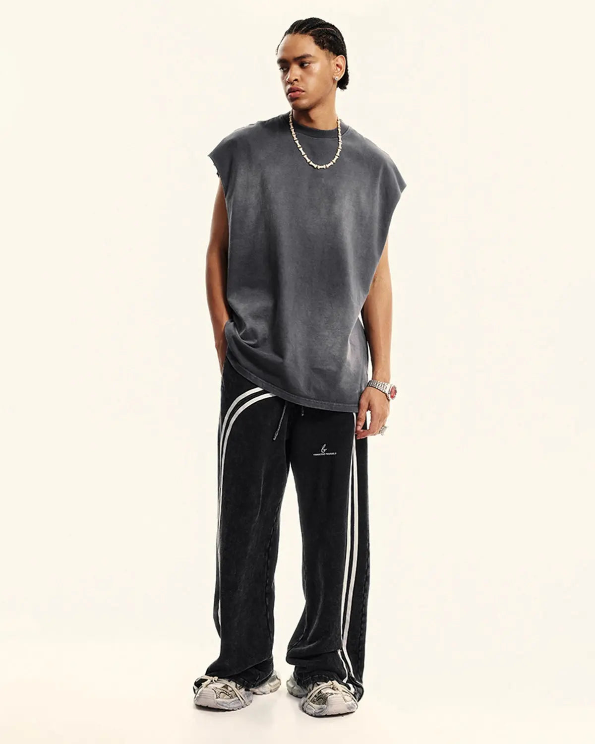 Washed Ribbon Wide Leg Sweatpants | LCDEGO Streetwear