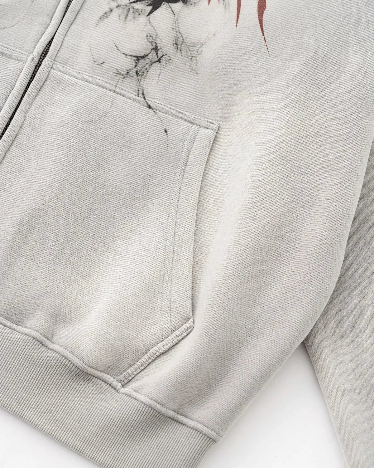 LCDEGO Washed Graphic Zip Up Hoodies