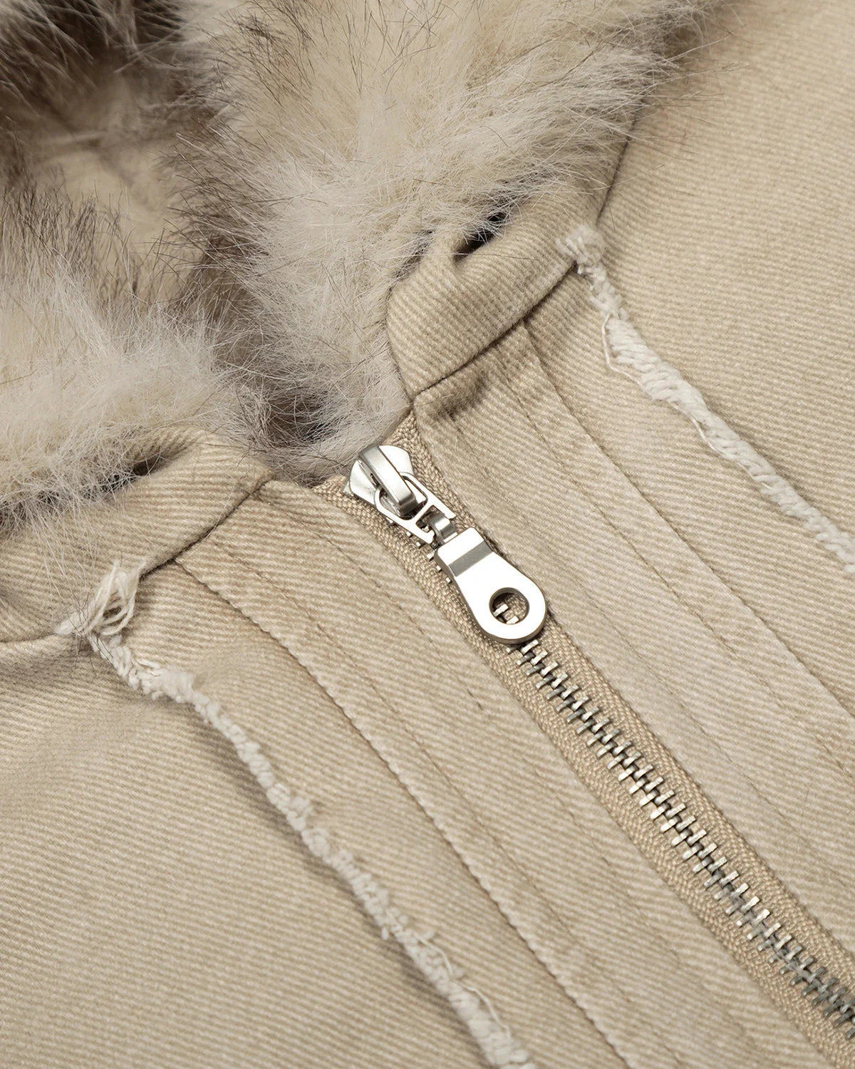 Faux Fur Lined Washed Hooded Jacket | LCDEGO Streetwear