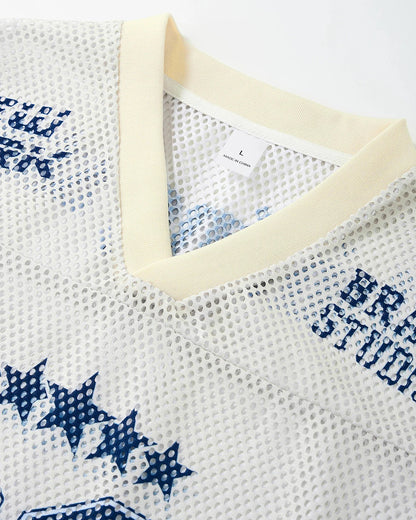 Star Graphic Oversized Mesh Jersey | LCDEGO Streetwear