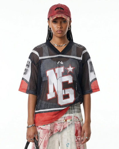 Colorblock Mesh Jersey T-Shirt| LCDEGO Streetwear