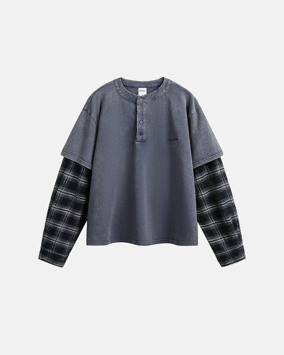 Distressed Plaid Layered Long Sleeve Tees | LCDEGO Streetwear