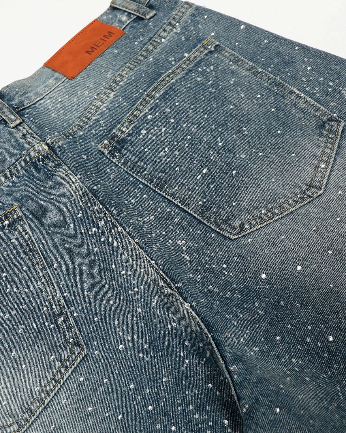 Rhinestone Straight Leg Denim Jeans | LCDEGO Streetwear