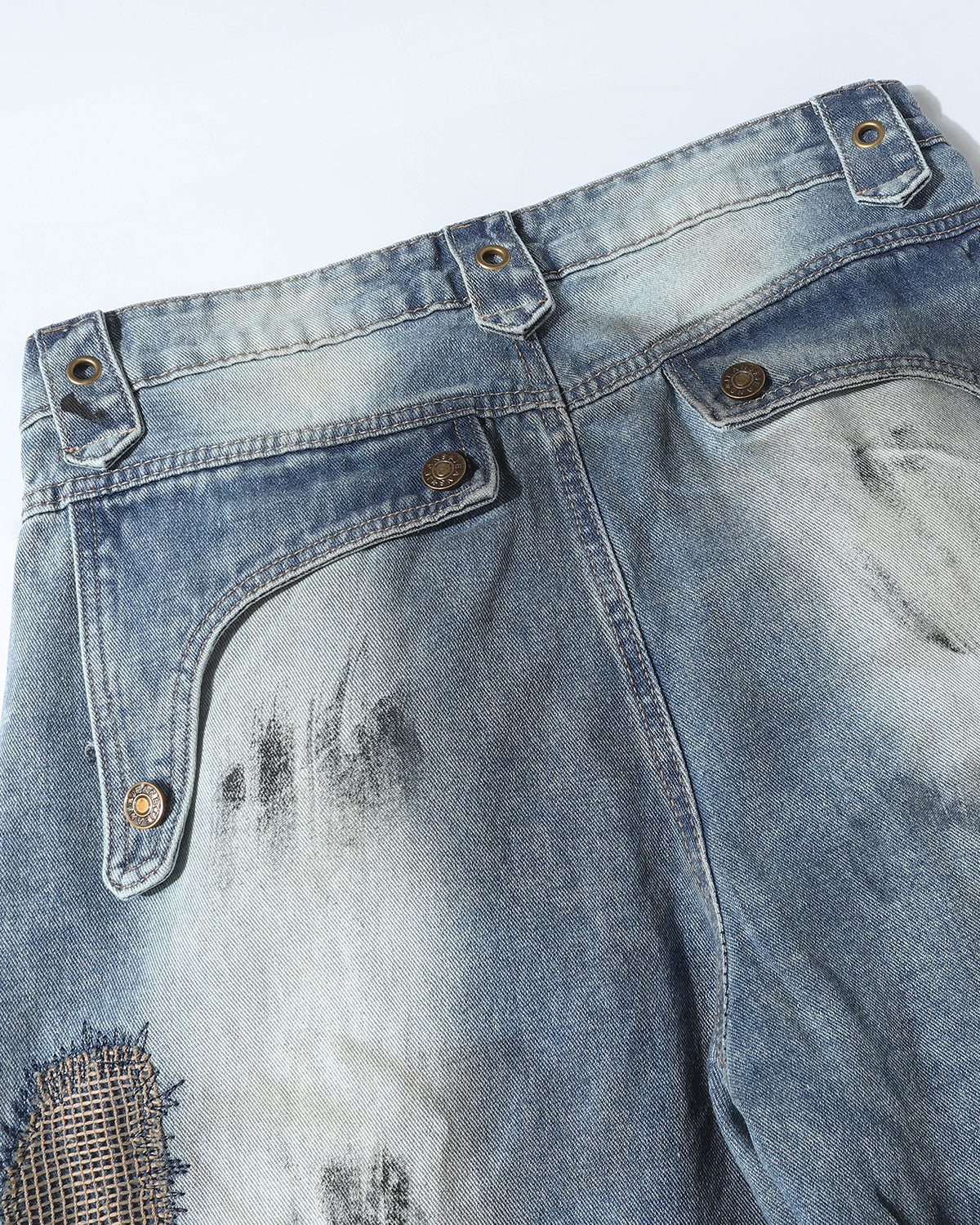 Distressed Patchwork Barrel Jeans | LCDEGO Streetwear