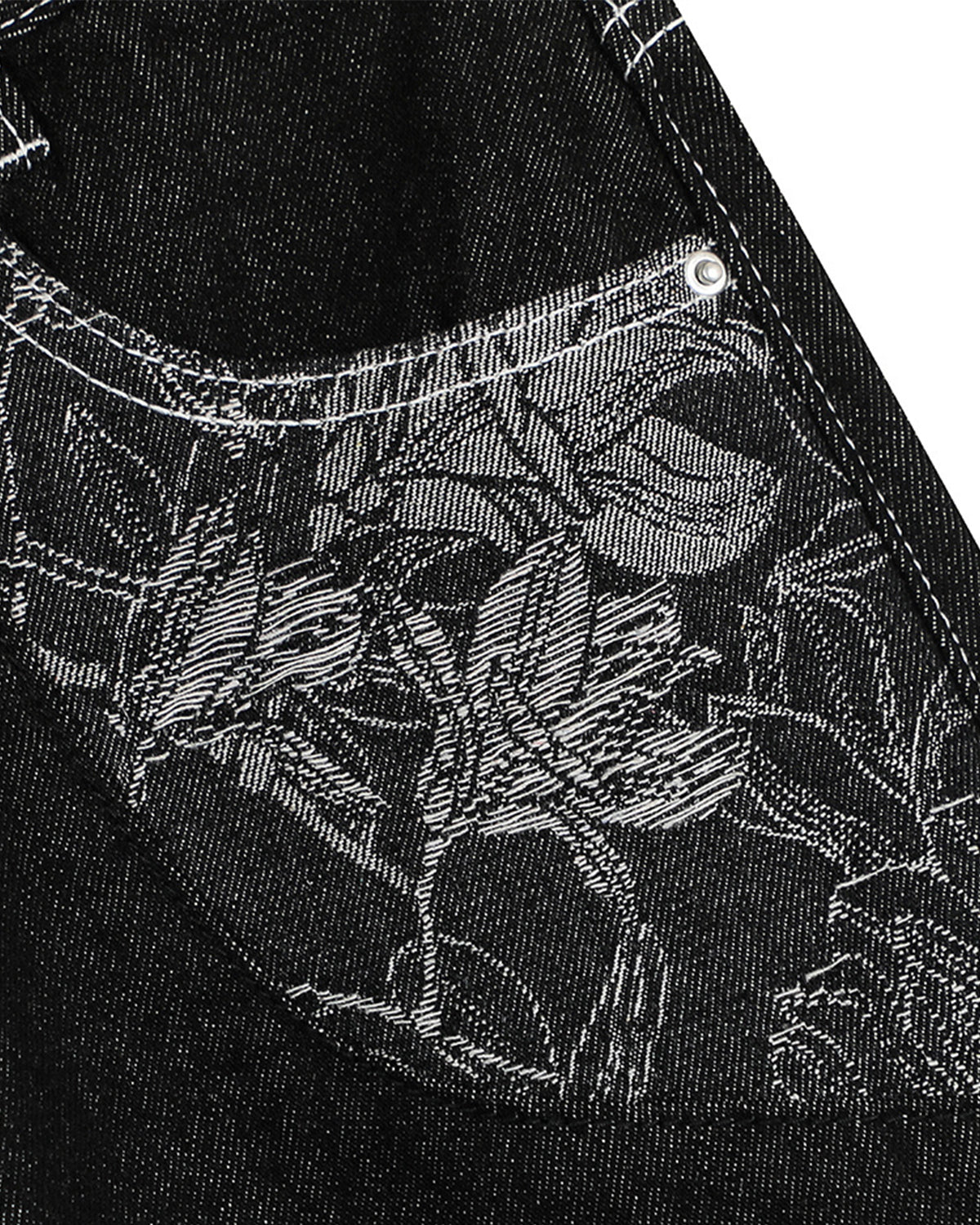 Baggy Denim Jorts with Embroidered Pocket | LCDEGO Streetwear