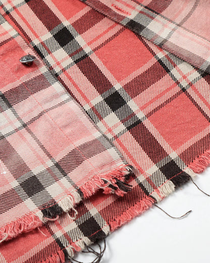 Distressed Gradient Plaid Shirt | LCDEGO Streetwear