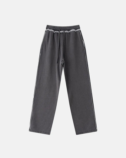 Wash Patchwork Straight Leg Sweatpants | LCDEGO Streetwear