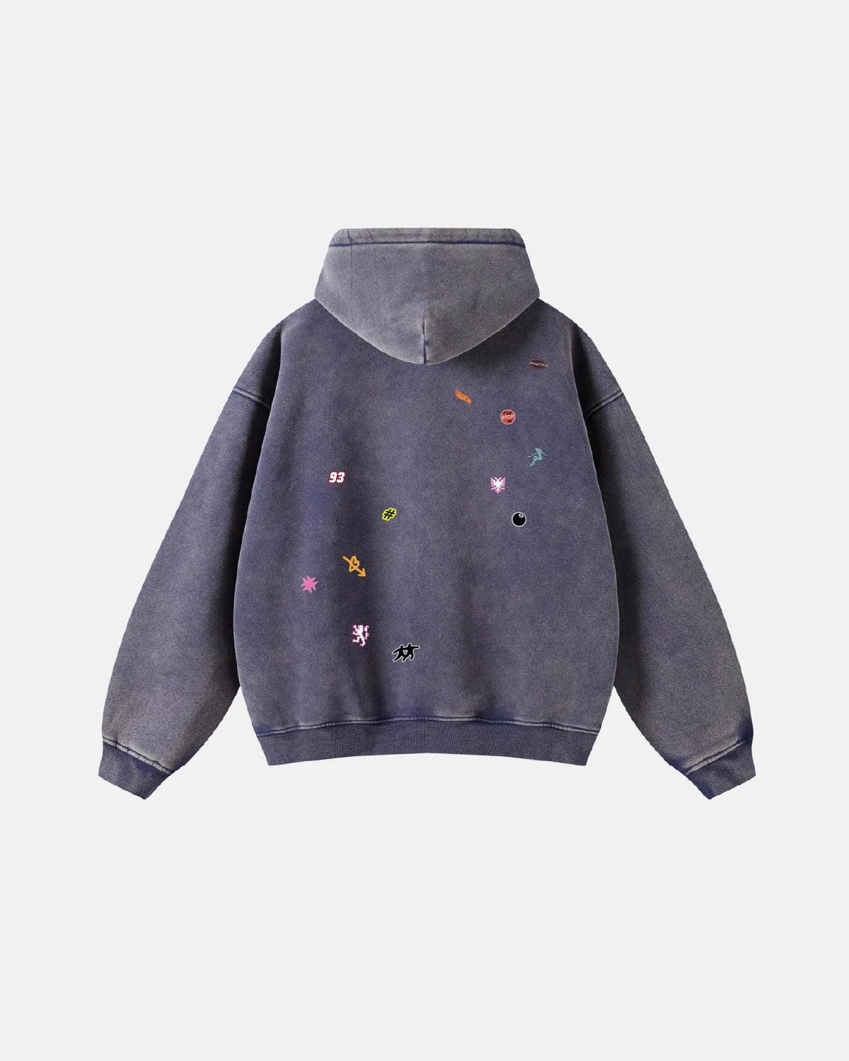 Funny Stickers Distressed Zip Up Hoodies | LCDEGO Streetwear