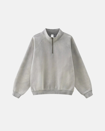 Quarter Zip Up Monkey Washed Sweatshirt | LCDEGO Streetwear