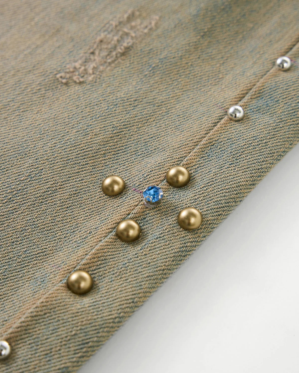 Beaded Studded Washed Baggy Jeans | LCDEGO Streetwear