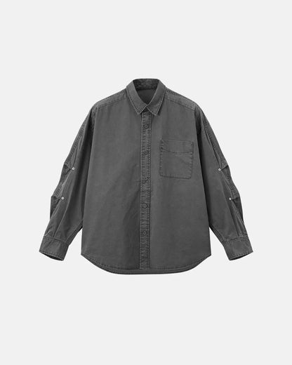 Acid Wash Cargo Shirt Jacket | LCDEGO Streetwear