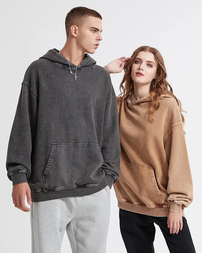French Terry Washed Distressed Hoodies | LCDEGO Streetwear