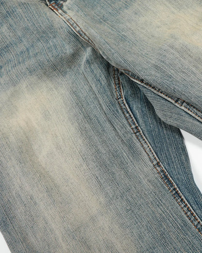 Washed  Bamboo Weave Baggy Jeans | LCDEGO Streetwear
