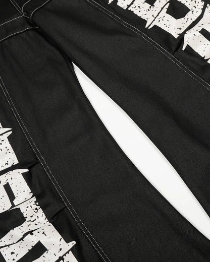 Letter Graphic Cargo Barrel Jeans | LCDEGO Streetwear