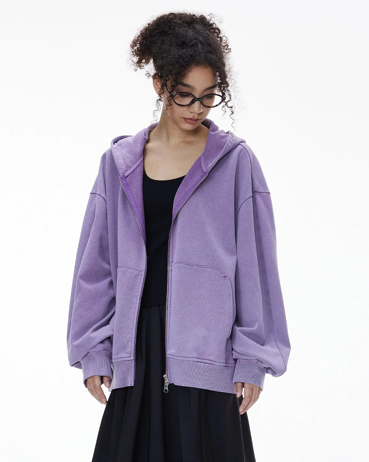 Acid Wash French Terry Zip Up Hoodies | LCDEGO Streetwear