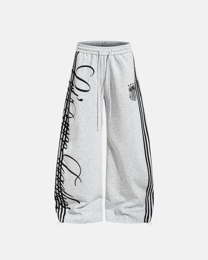 Script Stripe Baggy Sweatpants| LCDEGO Streetwear