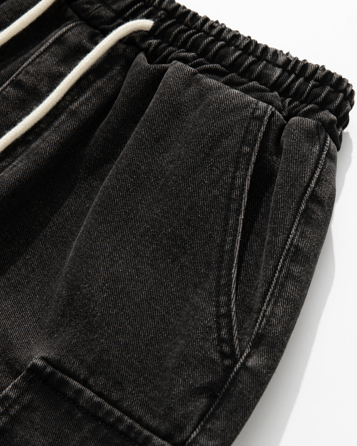Washed Denim Cargo Shorts with Drawstring | LCDEGO Streetwear