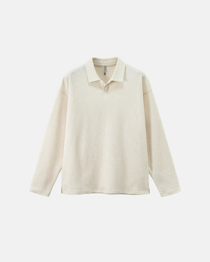 Waffle Long Sleeve Polo Shirts | LCDEGO Streetwear