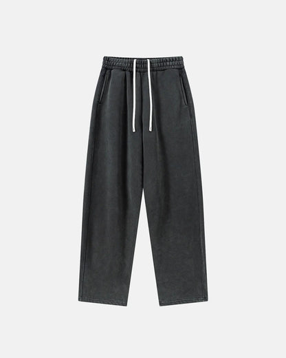 Retro Acid Washed Fleece Straight Leg Joggers | LCDEGO Streetwear